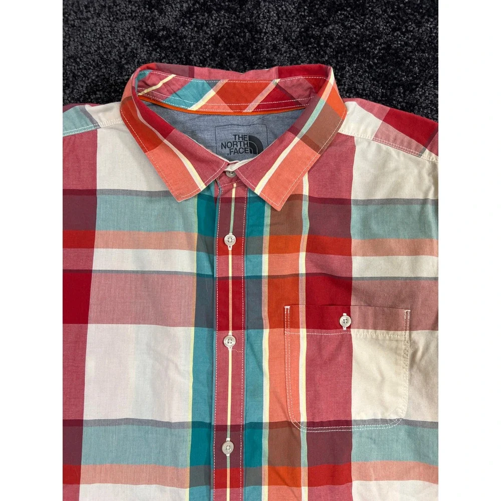 The‎ North Face Plaid Shirt Mens XL Short Sleeve Button Front Casual Top
